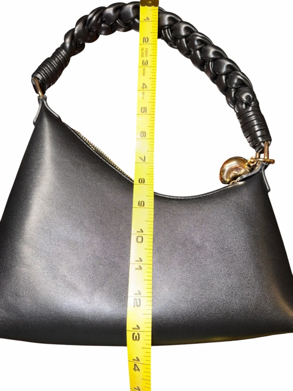 Aupen Nirvana Nior Black Braided-Handle leather handbag